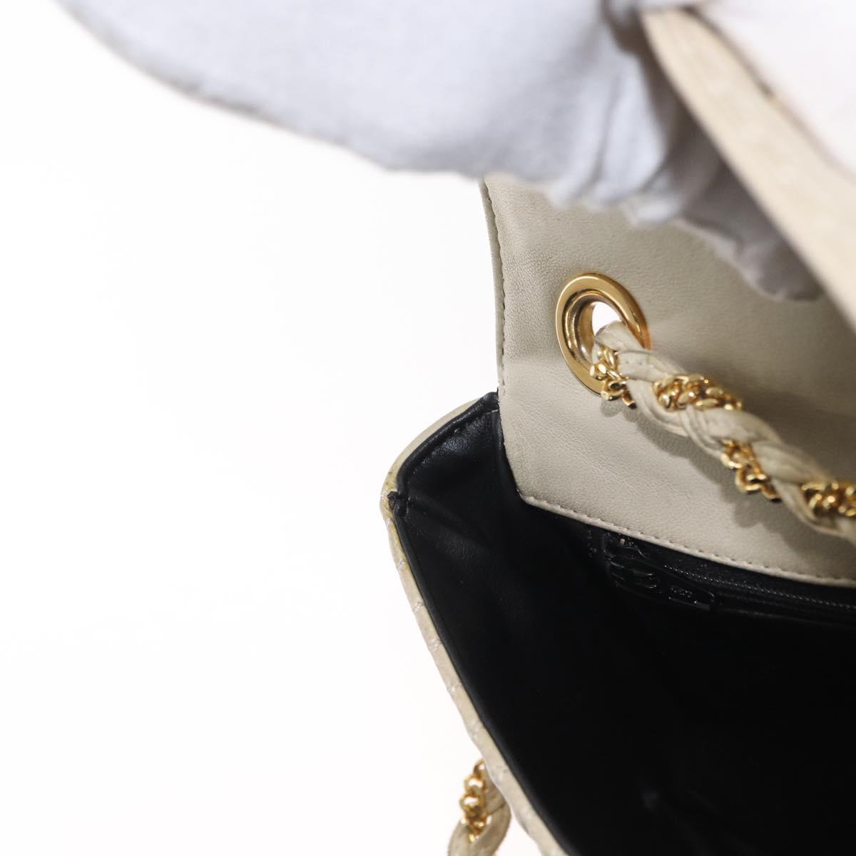BALLY Shoulder Bag Leather Beige Gold Auth bs32976