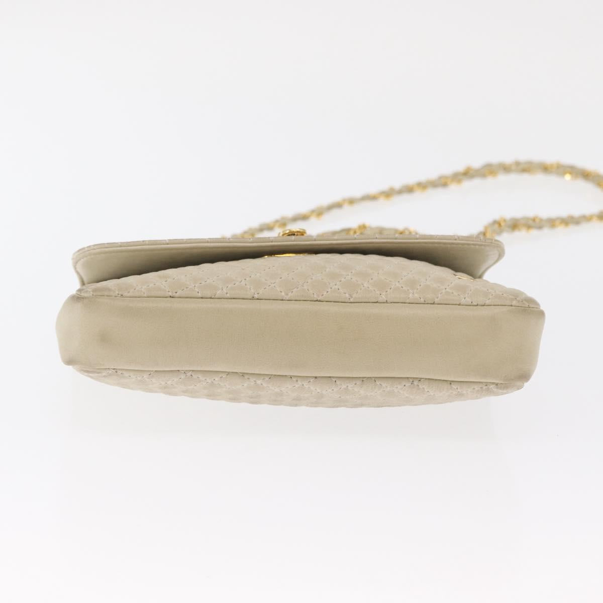 BALLY Shoulder Bag Leather Beige Gold Auth bs32976