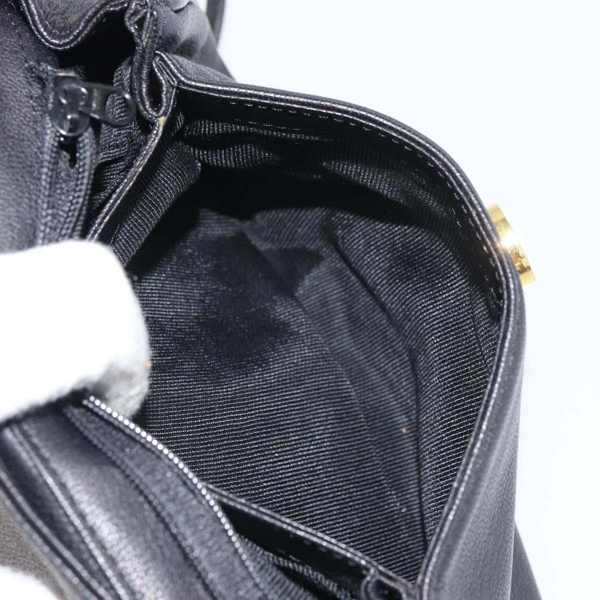 GIVENCHY Shoulder Bag Leather Black Gold Auth bs32977