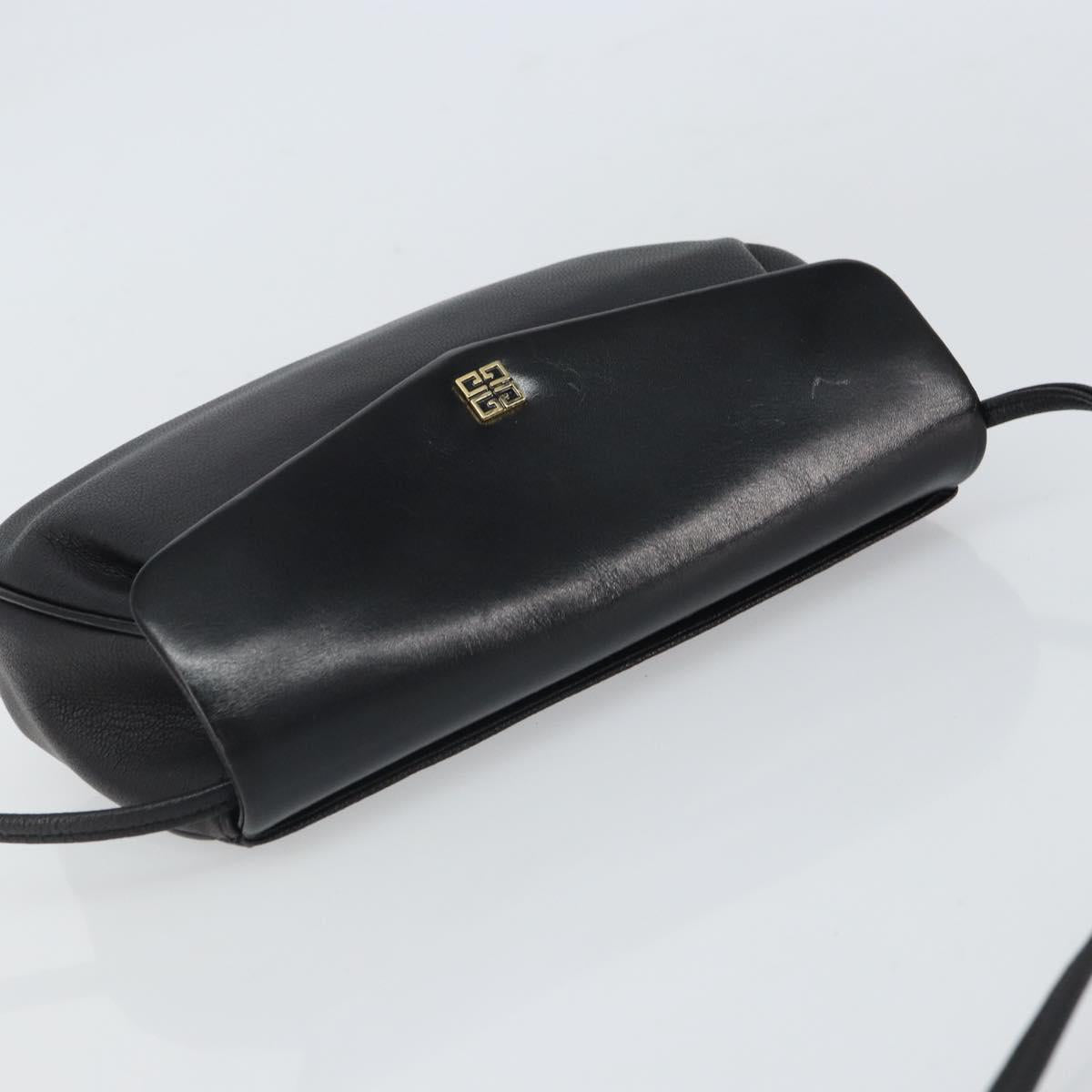 GIVENCHY Shoulder Bag Leather Black Gold Auth bs32977