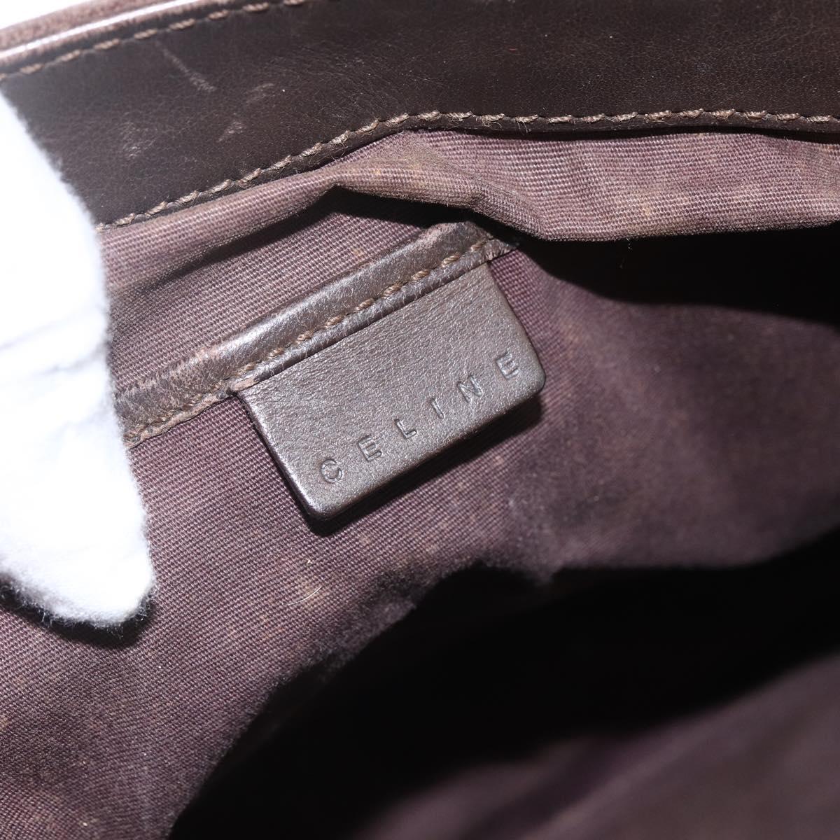 CELINE C Macadam Canvas Hand Bag Suede Brown Gold Auth bs32980