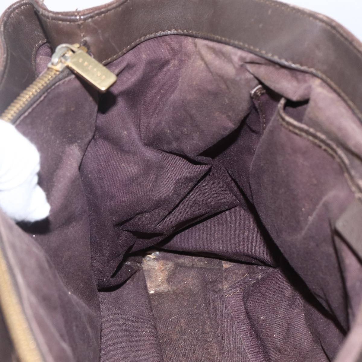 CELINE C Macadam Canvas Hand Bag Suede Brown Gold Auth bs32980