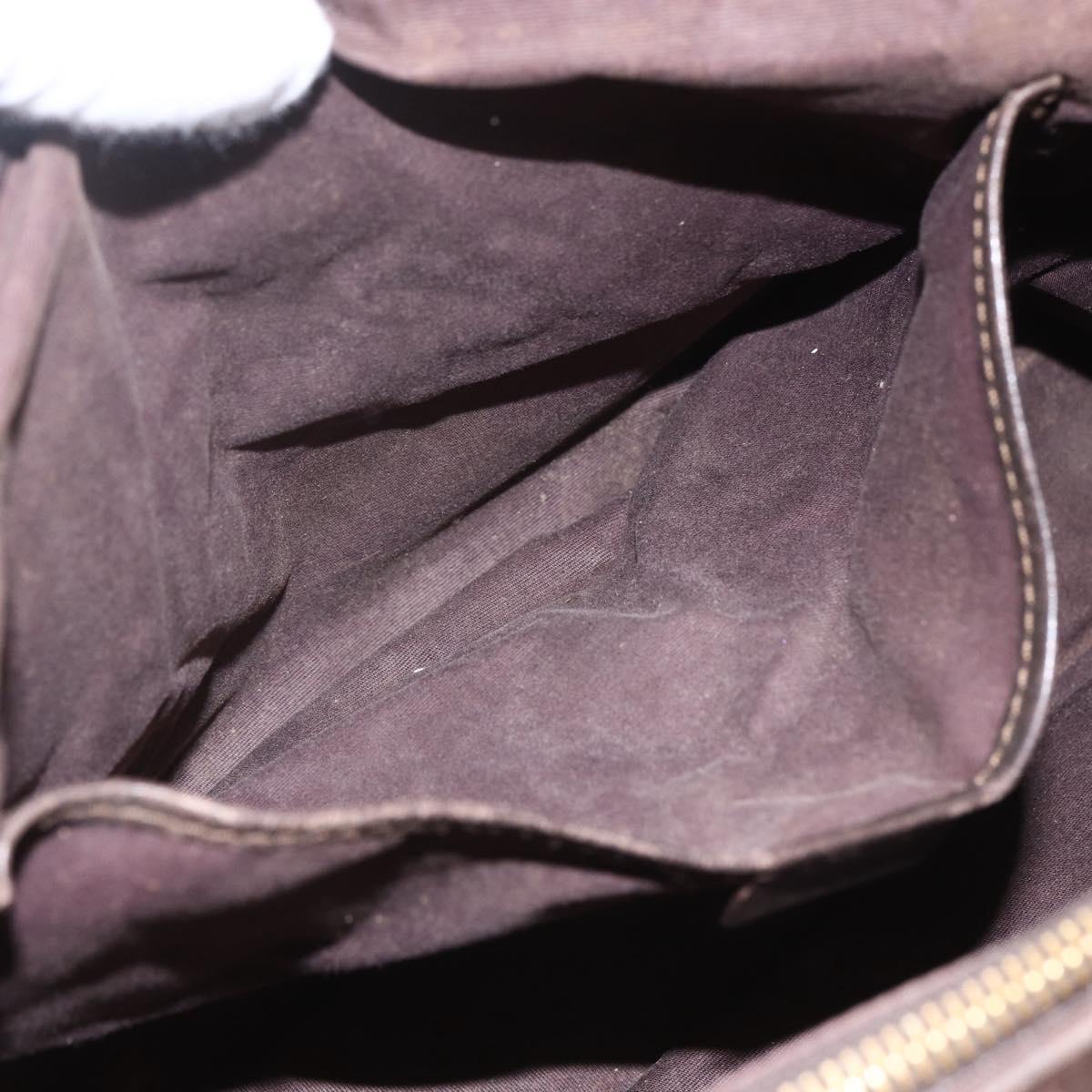 CELINE C Macadam Canvas Hand Bag Suede Brown Gold Auth bs32980
