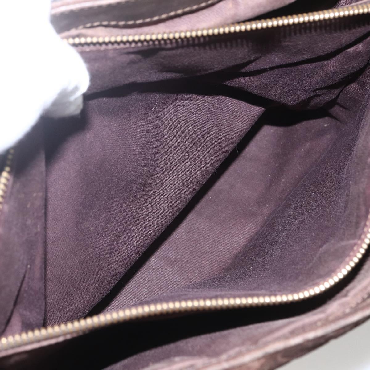 CELINE C Macadam Canvas Hand Bag Suede Brown Gold Auth bs32980