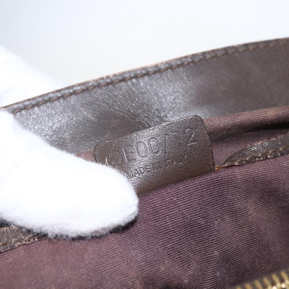 CELINE C Macadam Canvas Hand Bag Suede Brown Gold Auth bs32980