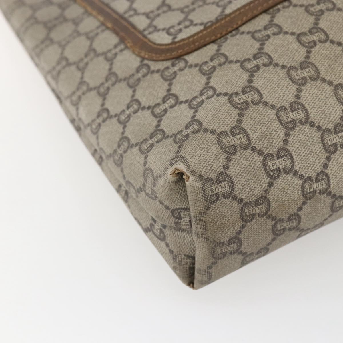 GUCCI GG Plus Supreme Web Sherry Line Tote Bag PVC Beige Red Green Auth bs32982