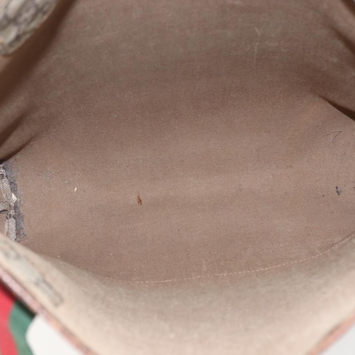 GUCCI GG Plus Supreme Web Sherry Line Tote Bag PVC Beige Red Green Auth bs32982