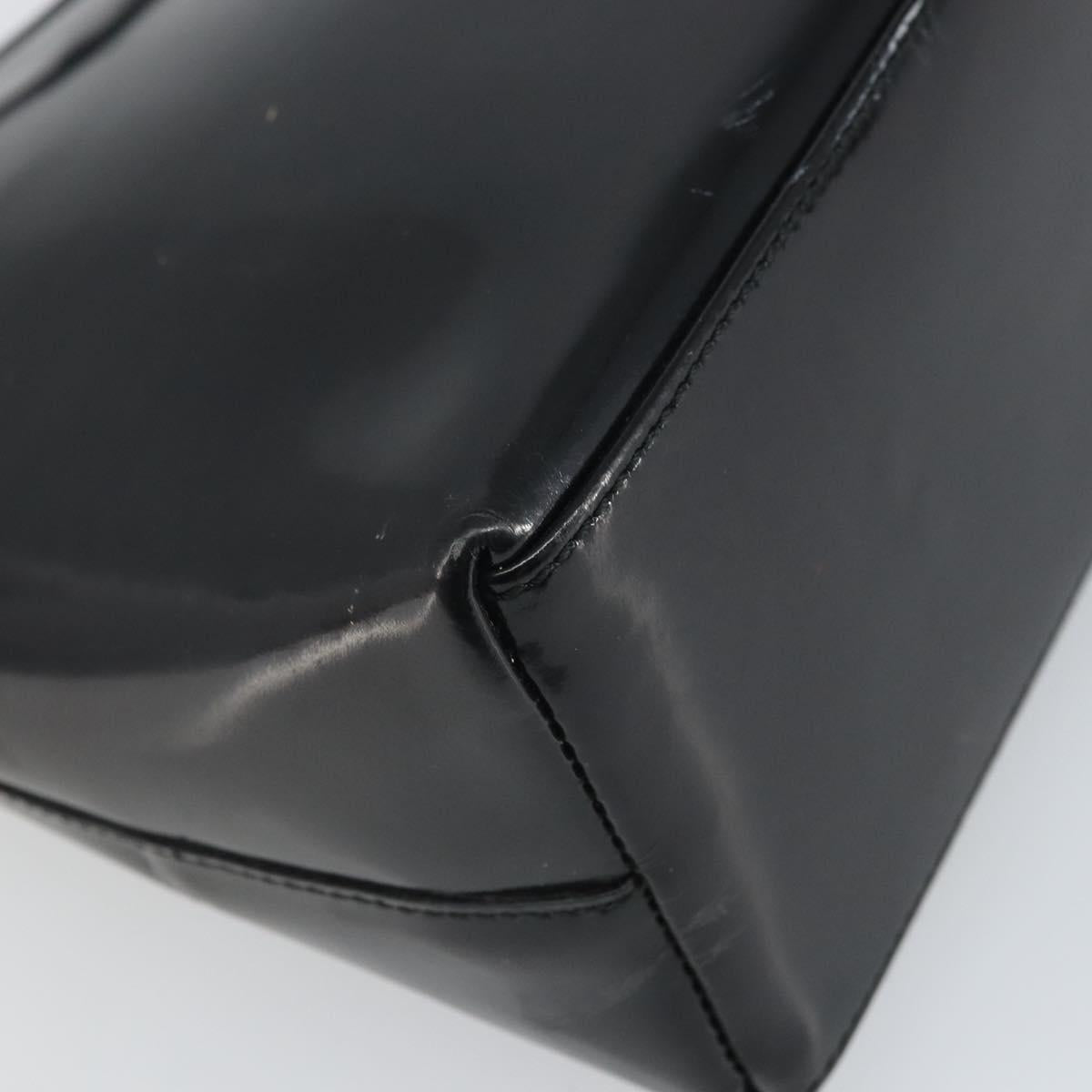 GUCCI Bamboo Hand Bag Patent leather Silver Black 001 1998 3008 Auth bs32983