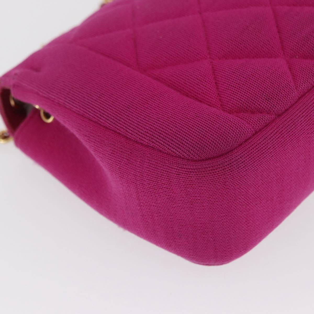 CHANEL Matelasse Chain Shoulder Bag Cotton Pink Gold CC Auth bs32986