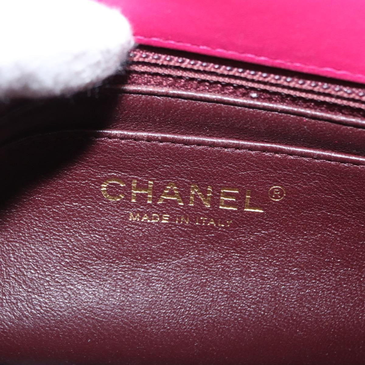 CHANEL Matelasse Chain Shoulder Bag Cotton Pink Gold CC Auth bs32986