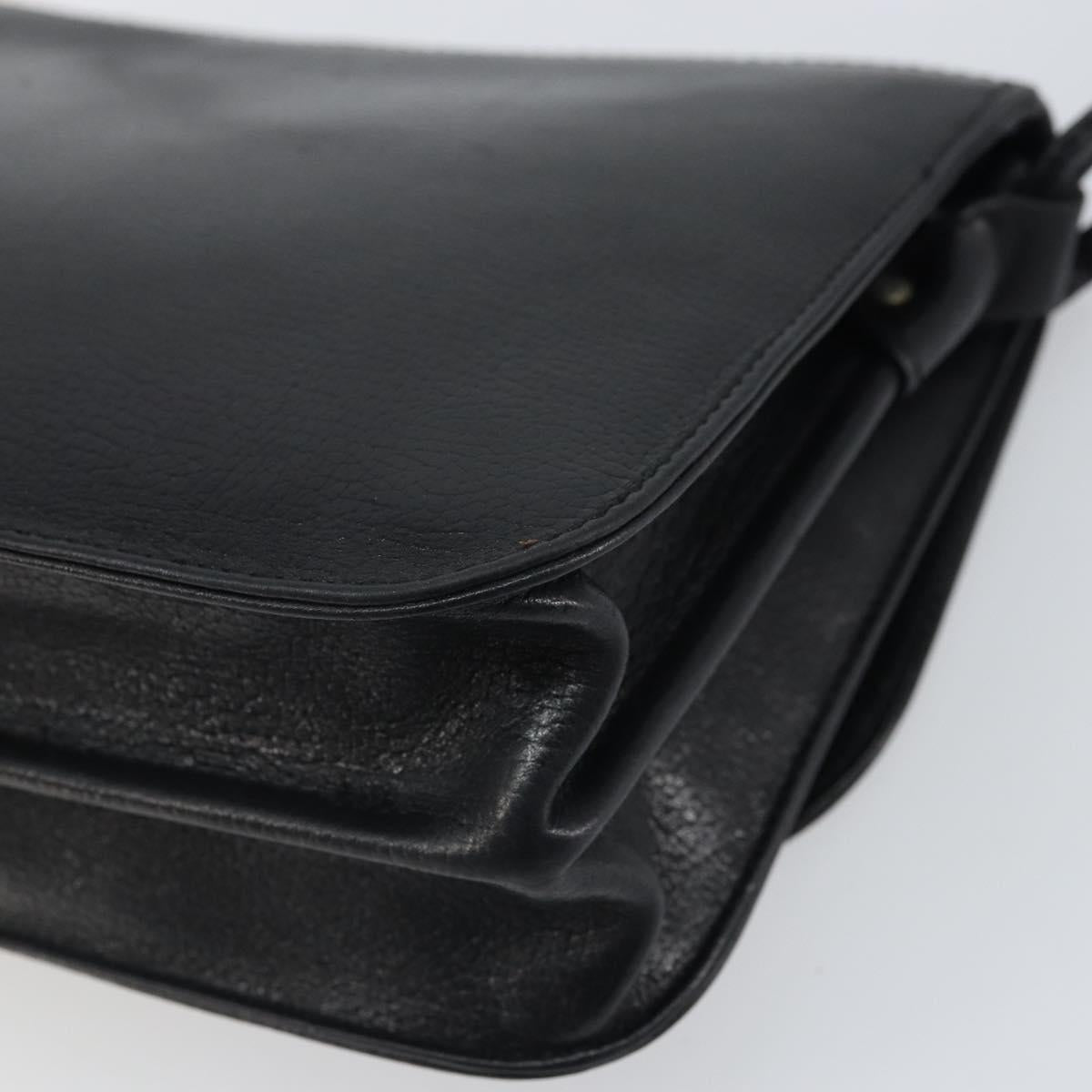 GIVENCHY Shoulder Bag Leather Black Gold Auth bs32997