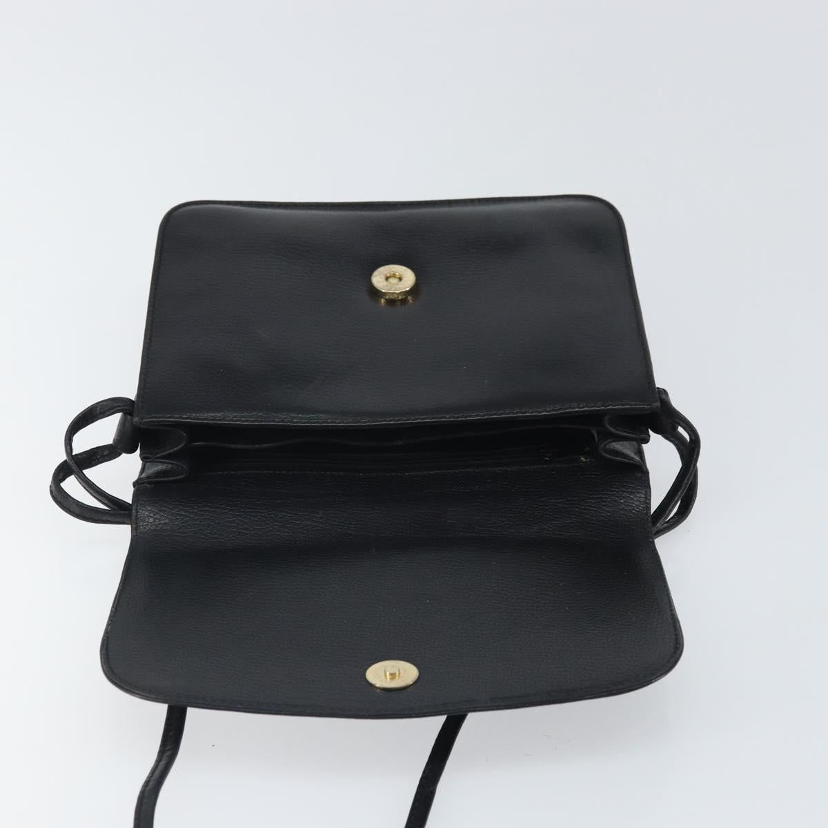 GIVENCHY Shoulder Bag Leather Black Gold Auth bs32997