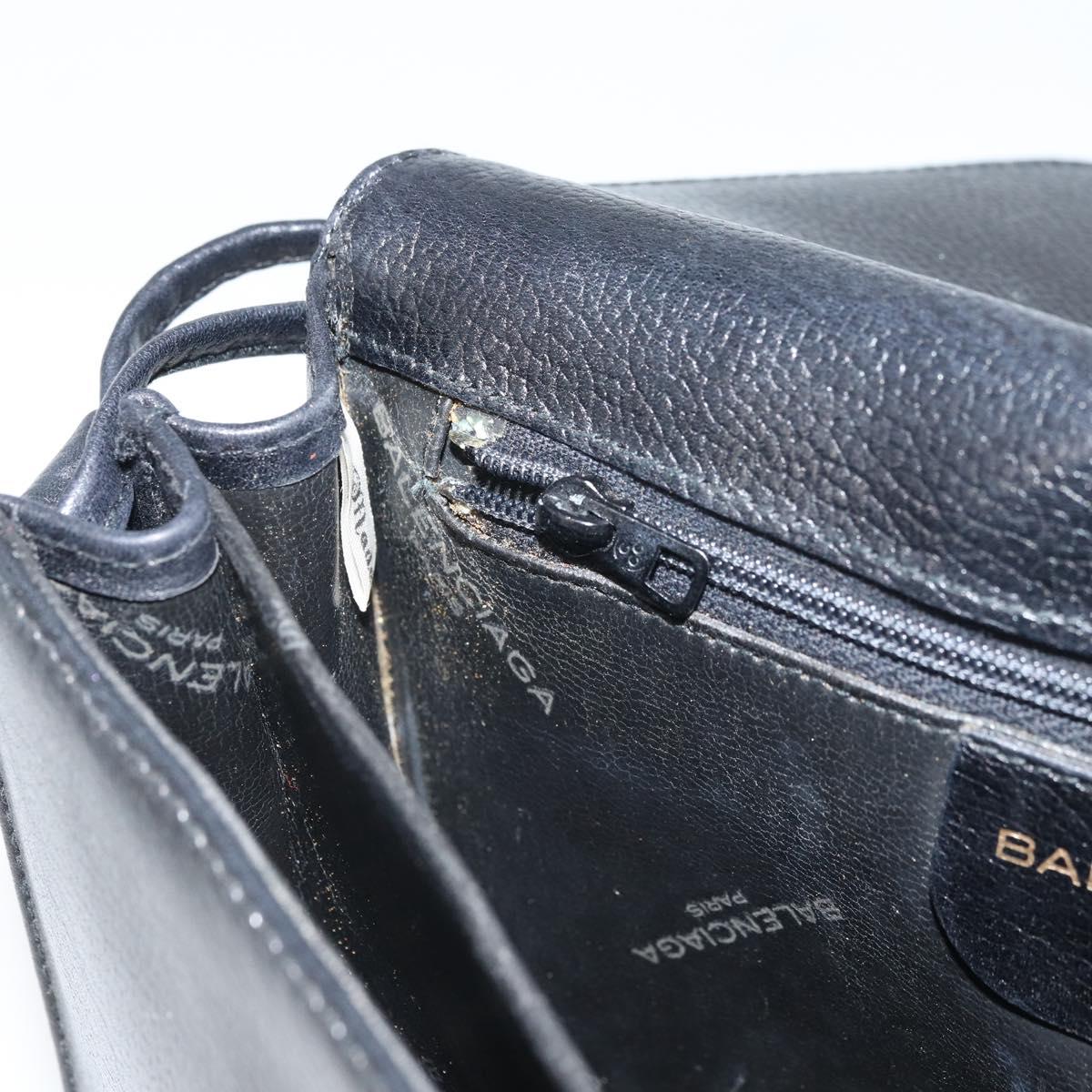 GIVENCHY Shoulder Bag Leather Black Gold Auth bs32997