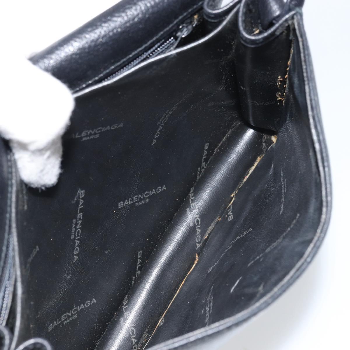 GIVENCHY Shoulder Bag Leather Black Gold Auth bs32997