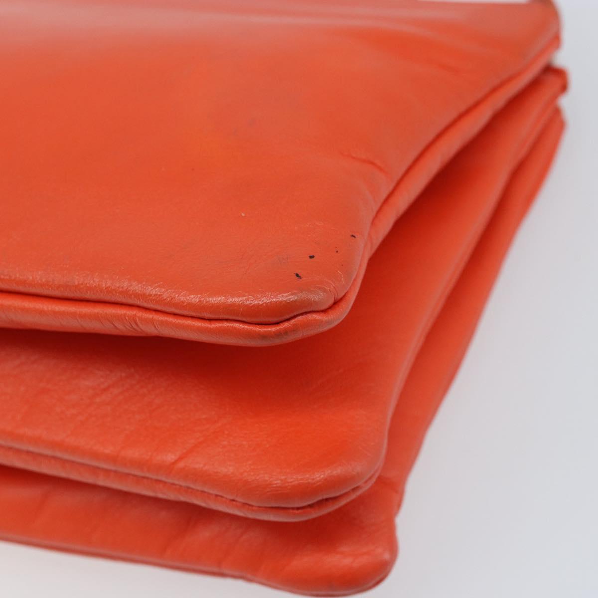 CELINE Shoulder Bag Leather Orange Gold Auth bs32999