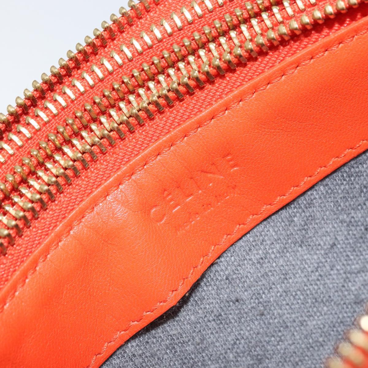 CELINE Shoulder Bag Leather Orange Gold Auth bs32999