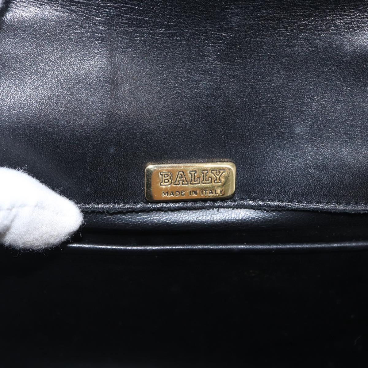 BALLY Shoulder Bag Leather Black Gold Auth bs33000