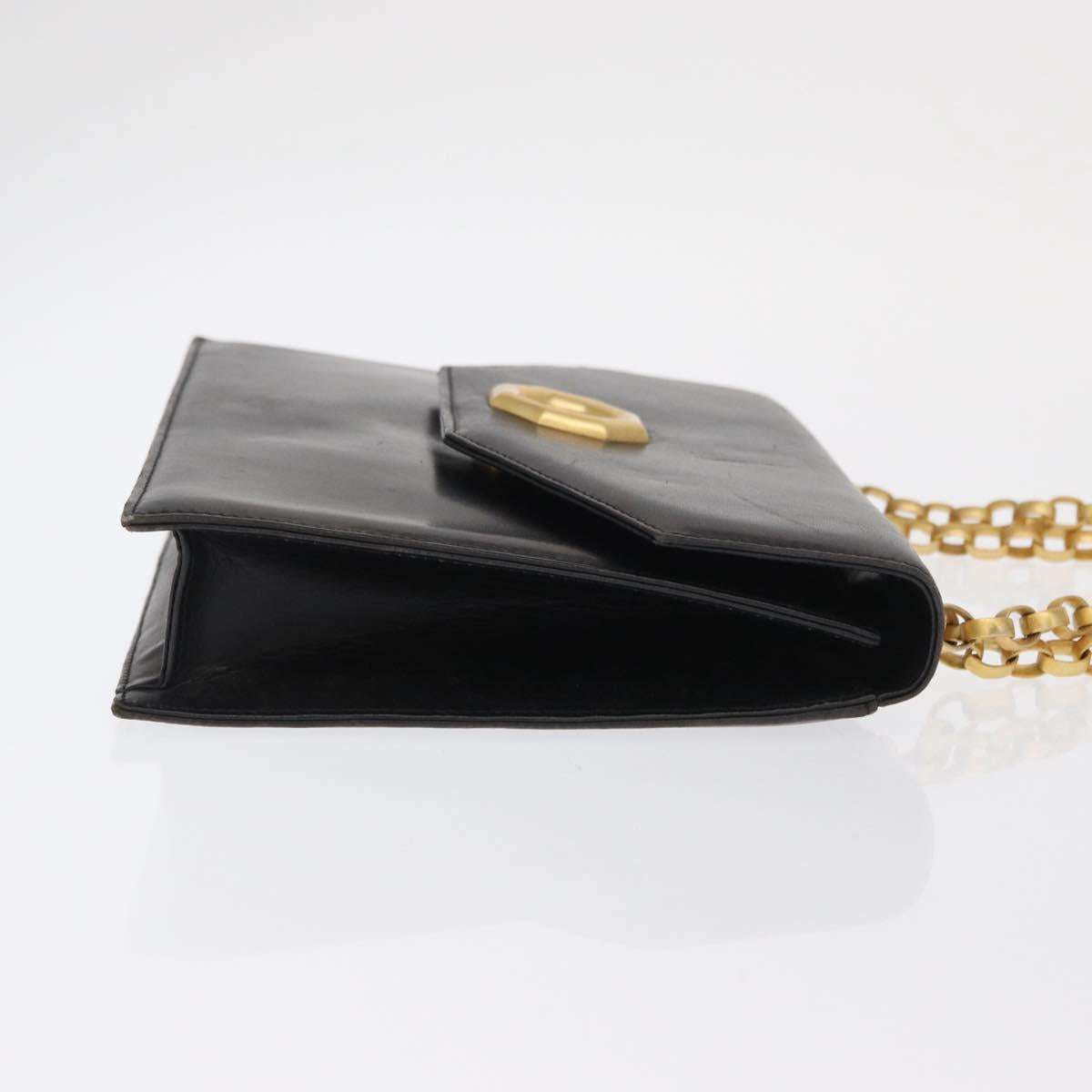 BALLY Shoulder Bag Leather Black Gold Auth bs33000