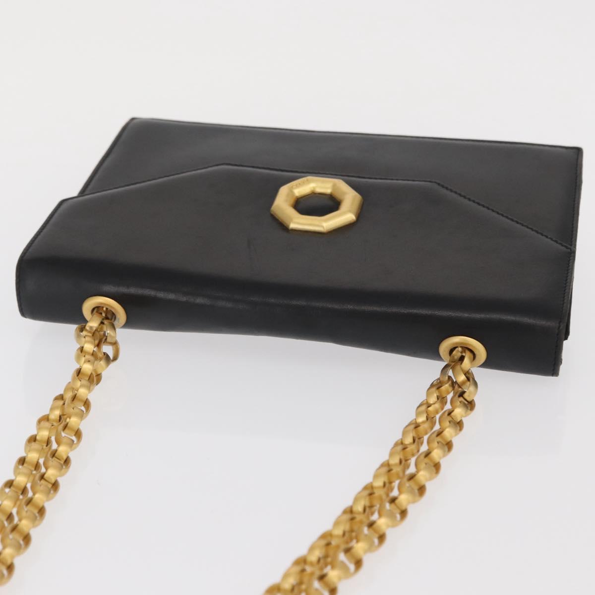 BALLY Shoulder Bag Leather Black Gold Auth bs33000