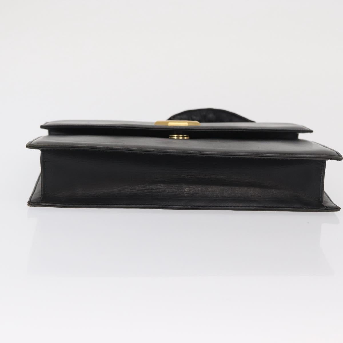 BALLY Shoulder Bag Leather Black Gold Auth bs33000