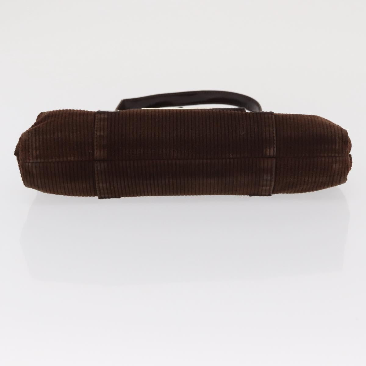 BVLGARI Shoulder Bag Corduroy Brown Silver Auth bs33001