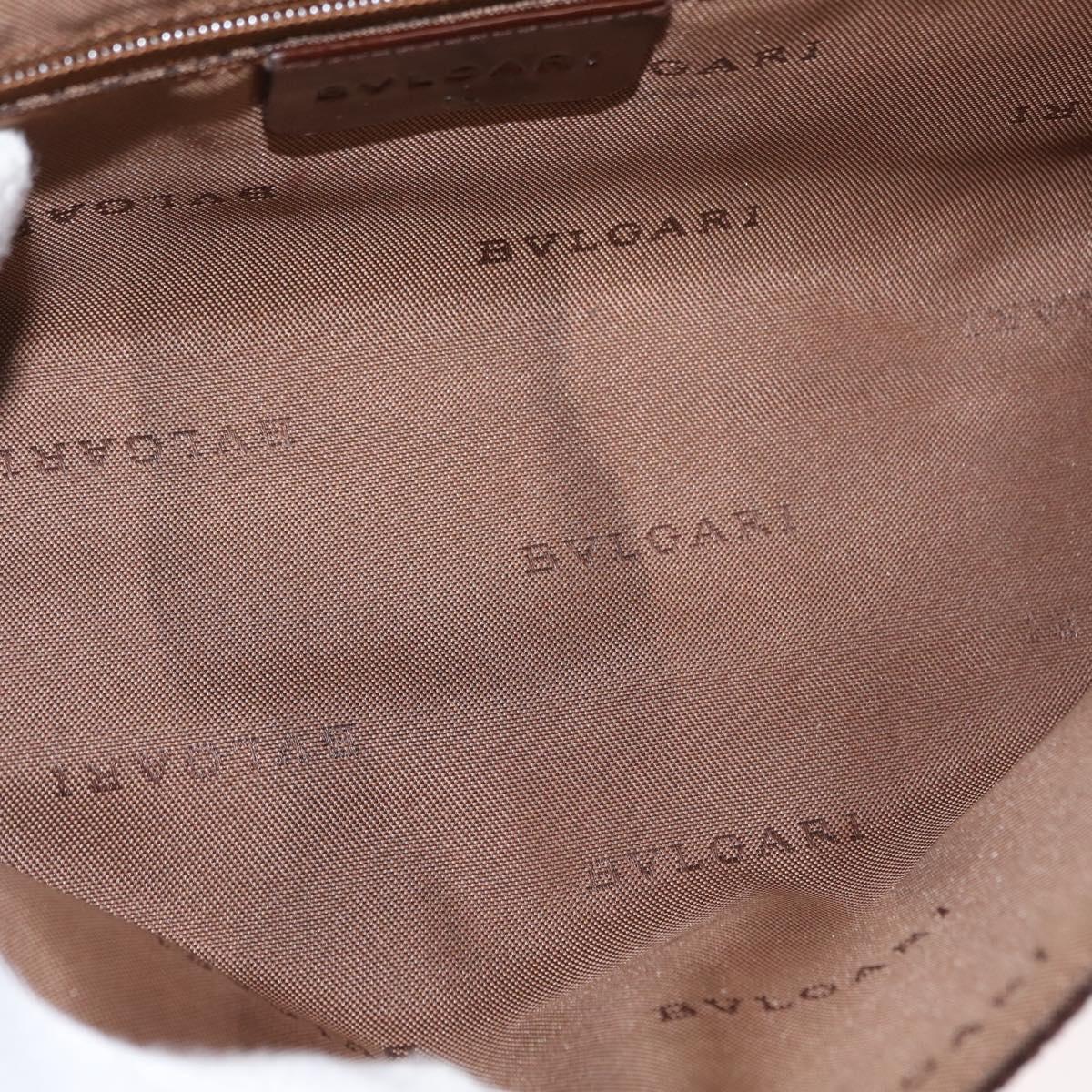 BVLGARI Shoulder Bag Corduroy Brown Silver Auth bs33001