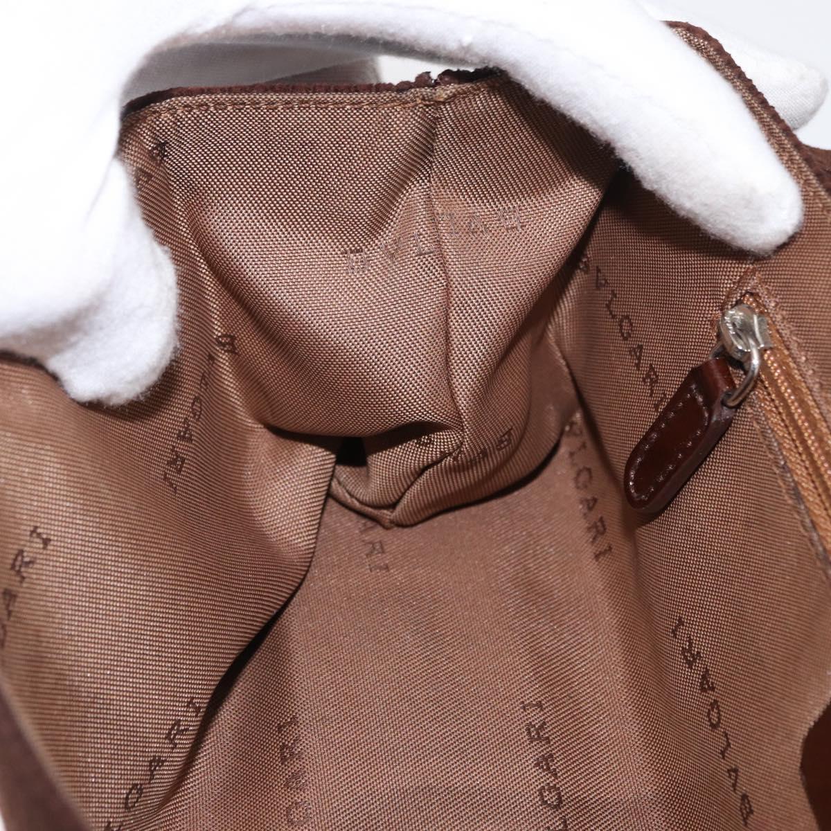 BVLGARI Shoulder Bag Corduroy Brown Silver Auth bs33001