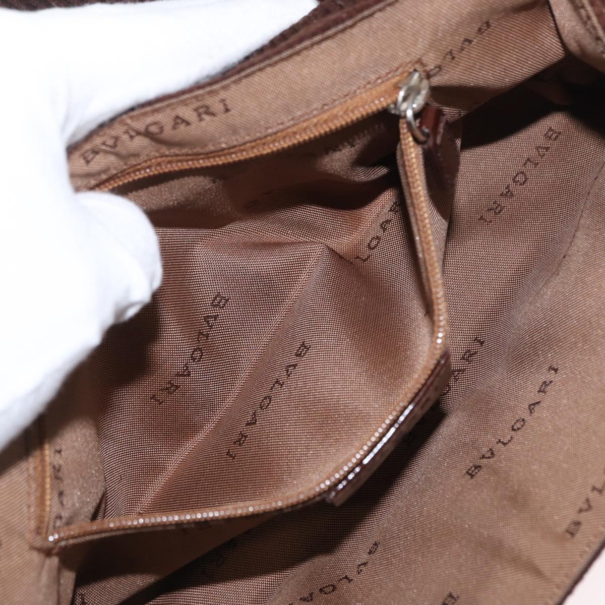 BVLGARI Shoulder Bag Corduroy Brown Silver Auth bs33001