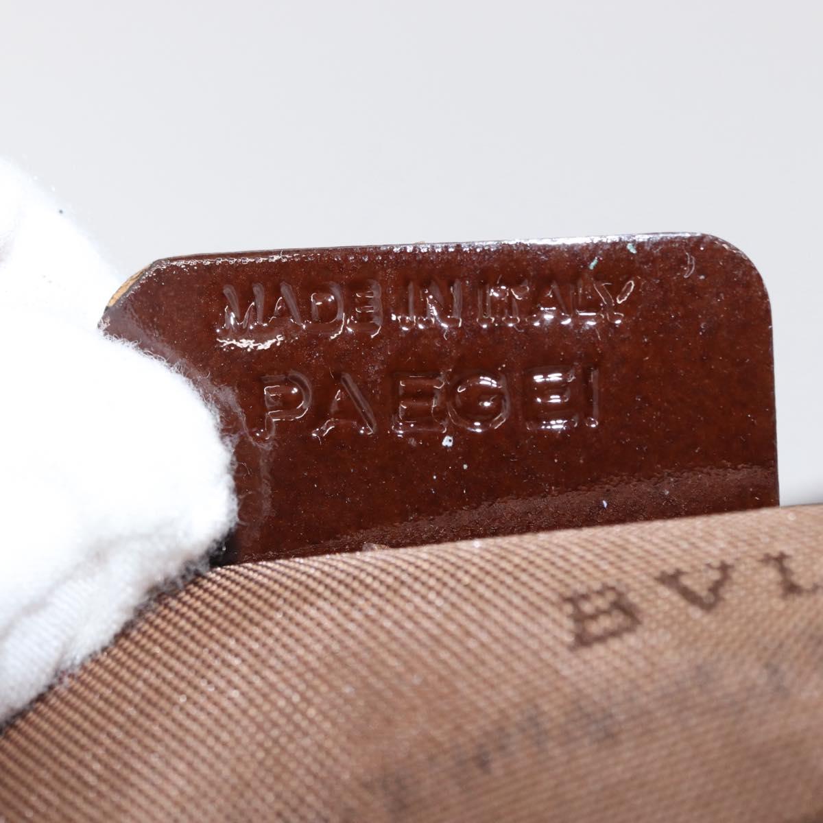 BVLGARI Shoulder Bag Corduroy Brown Silver Auth bs33001