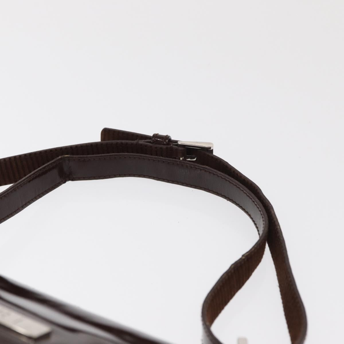 BVLGARI Shoulder Bag Corduroy Brown Silver Auth bs33001