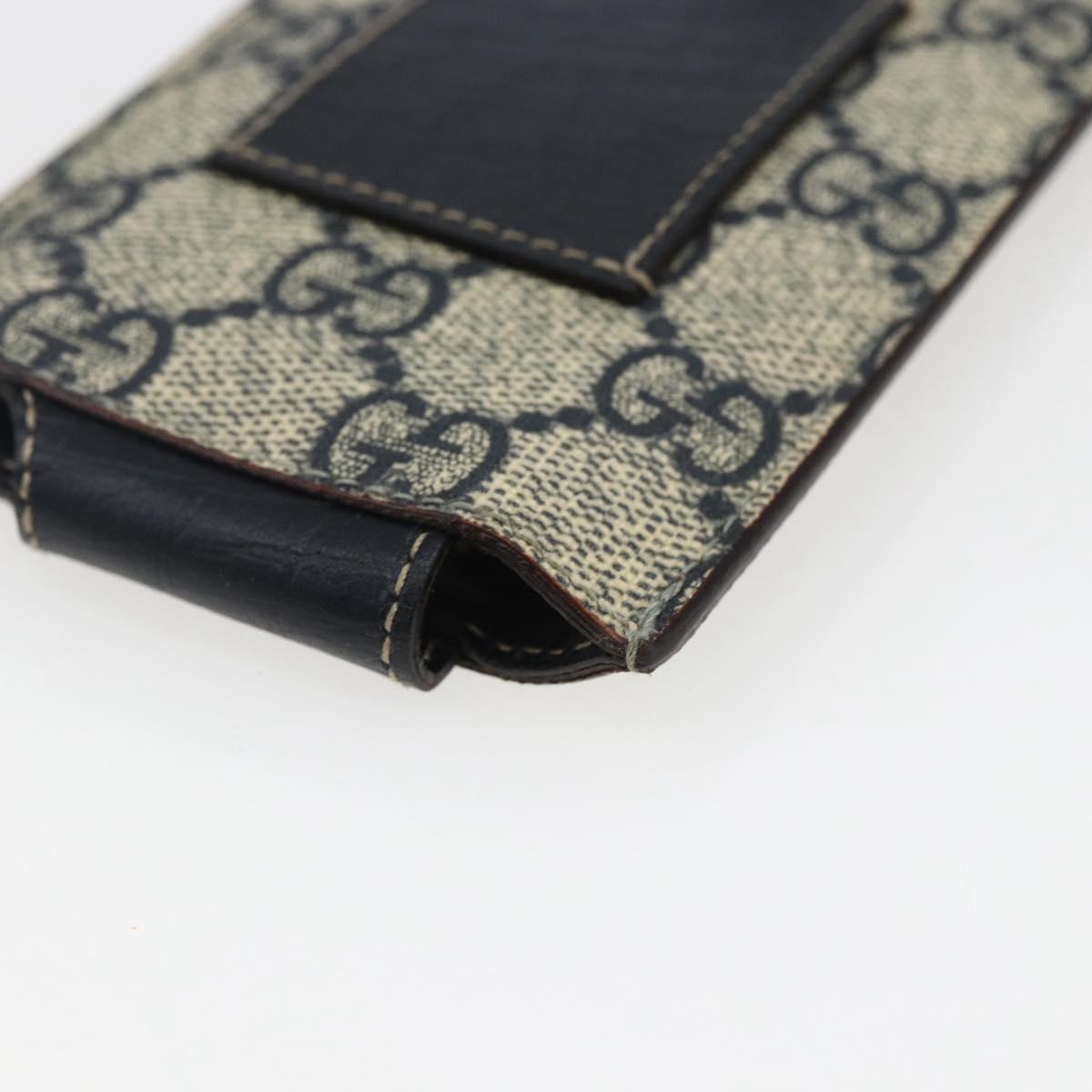 GUCCI GG Supreme Ipod Case Sherry Line Shoulder Bag PVC Navy Red Auth bs33002