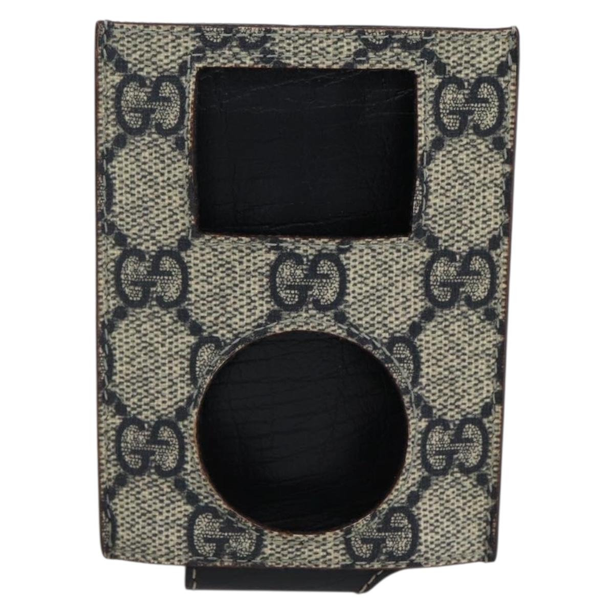 GUCCI GG Supreme Ipod Case Sherry Line Shoulder Bag PVC Navy Red Auth bs33002