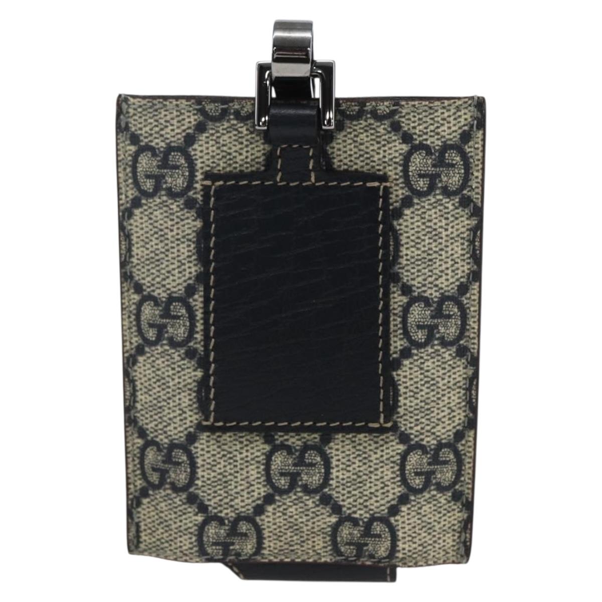 GUCCI GG Supreme Ipod Case Sherry Line Shoulder Bag PVC Navy Red Auth bs33002