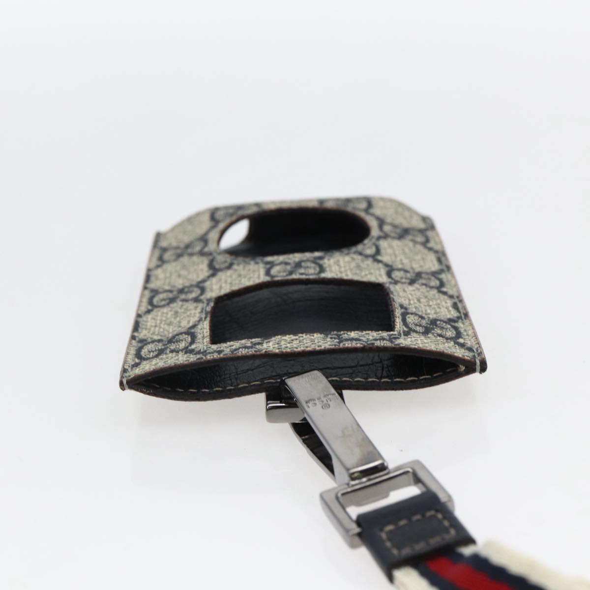 GUCCI GG Supreme Ipod Case Sherry Line Shoulder Bag PVC Navy Red Auth bs33002