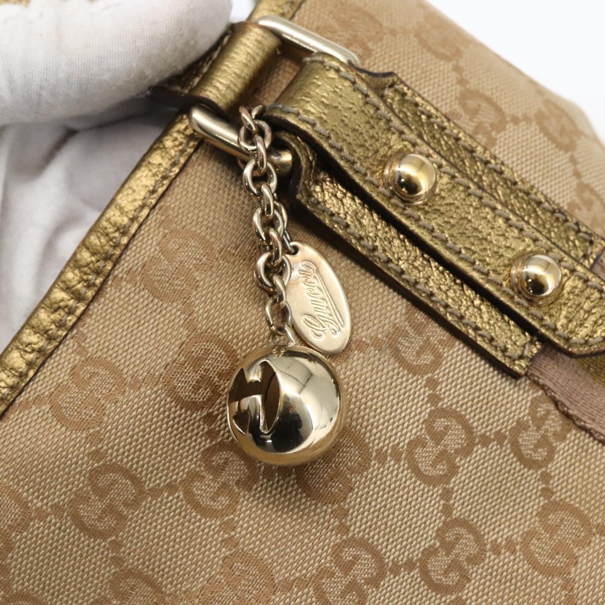 GUCCI GG Canvas Sherry Line Tote Bag Beige Gold pink 139260 Auth bs33004