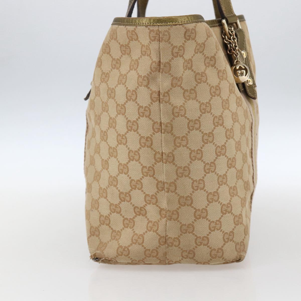 GUCCI GG Canvas Sherry Line Tote Bag Beige Gold pink 139260 Auth bs33004