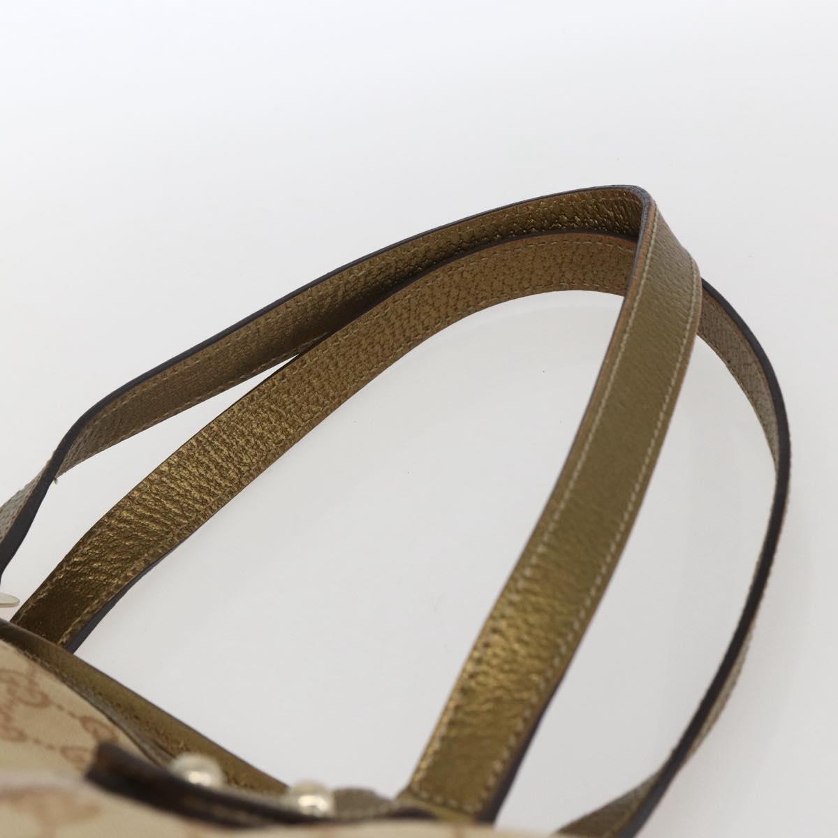 GUCCI GG Canvas Sherry Line Tote Bag Beige Gold pink 139260 Auth bs33004