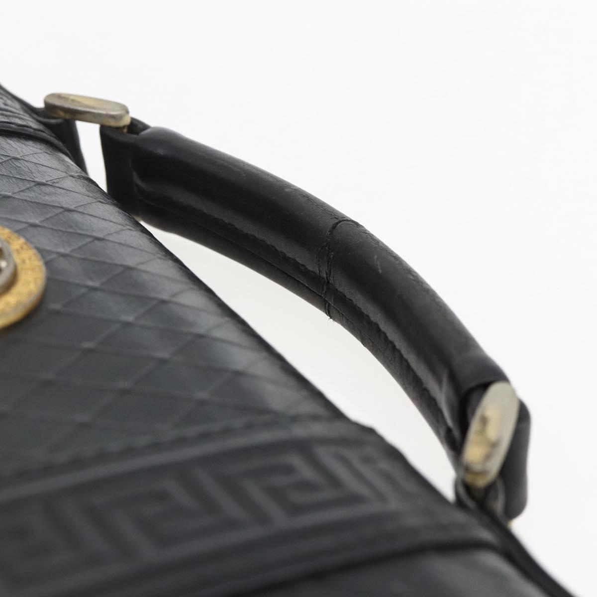 Gianni Versace Hand Bag Leather Black Gold Auth bs33005