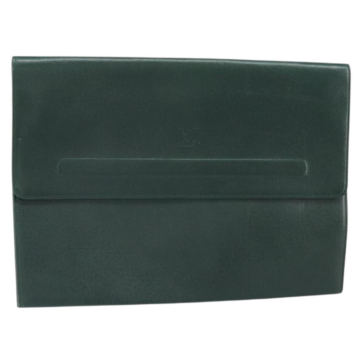 LOUIS VUITTON Taiga Posh Papier Clutch Bag Epicea M64338 LV Auth bs33012