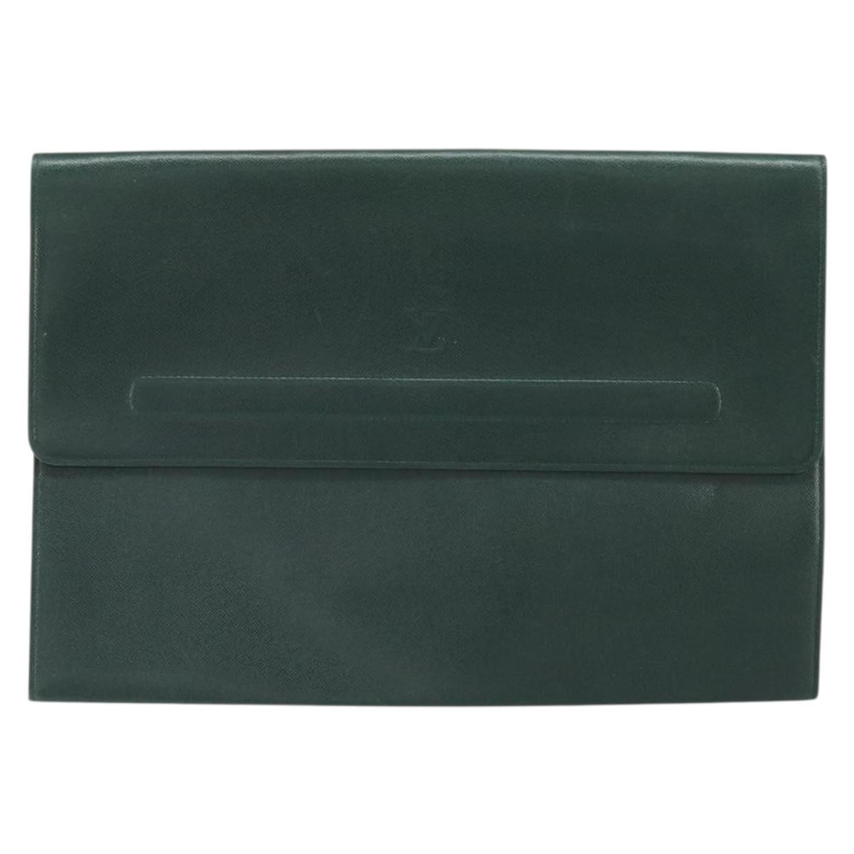 LOUIS VUITTON Taiga Posh Papier Clutch Bag Epicea M64338 LV Auth bs33012