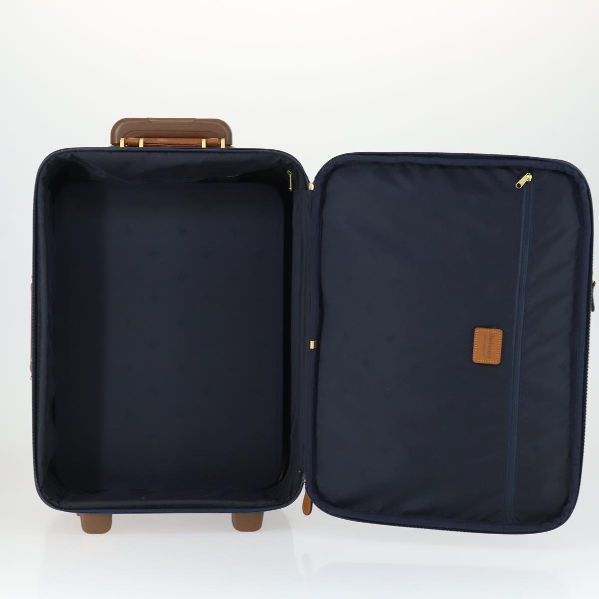 Burberrys Nova Check Carry Case Trunk PVC Leather Navy Gold Auth bs33020