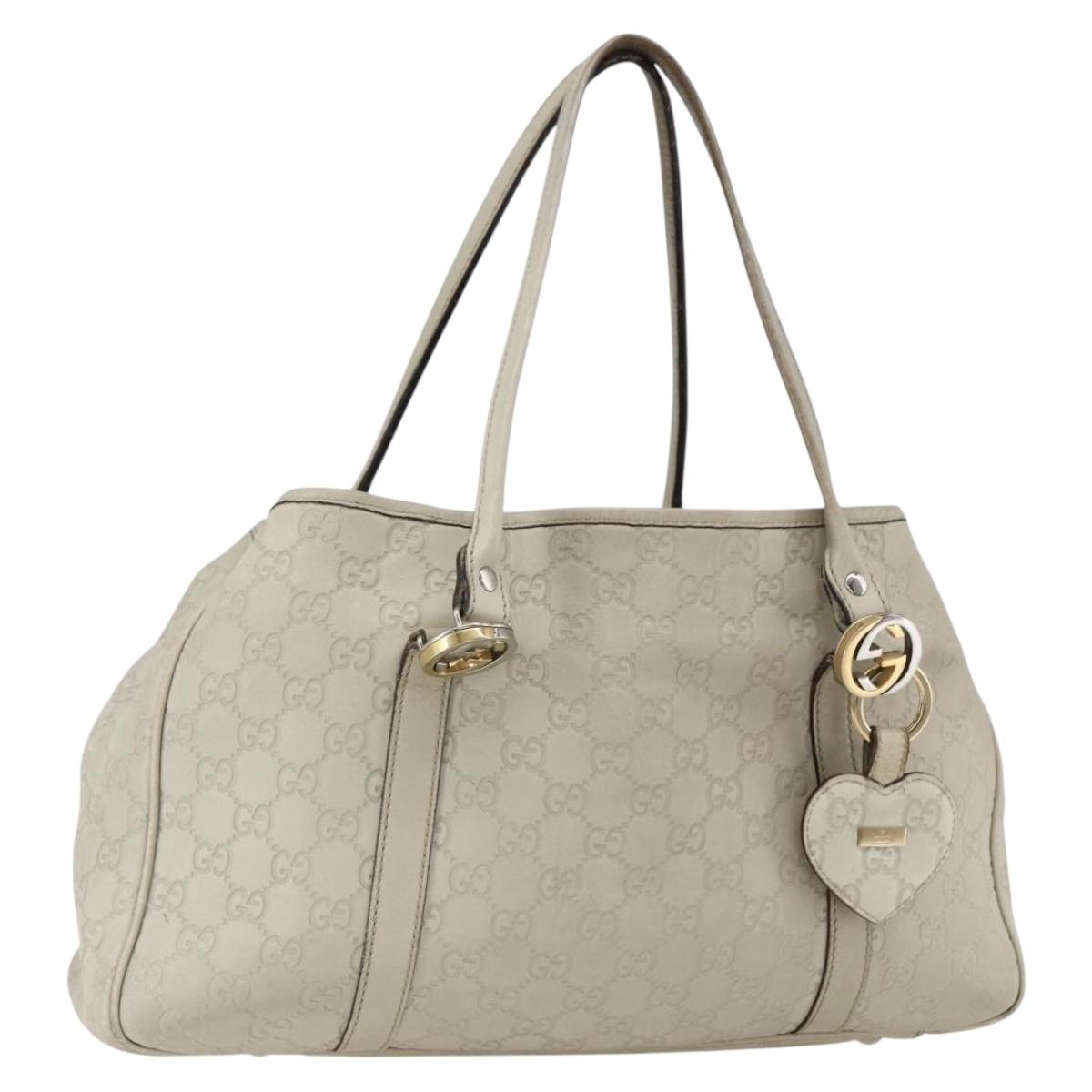 GUCCI GG Canvas Guccissima Tote Bag Leather Beige Gold 232957 Auth bs33021