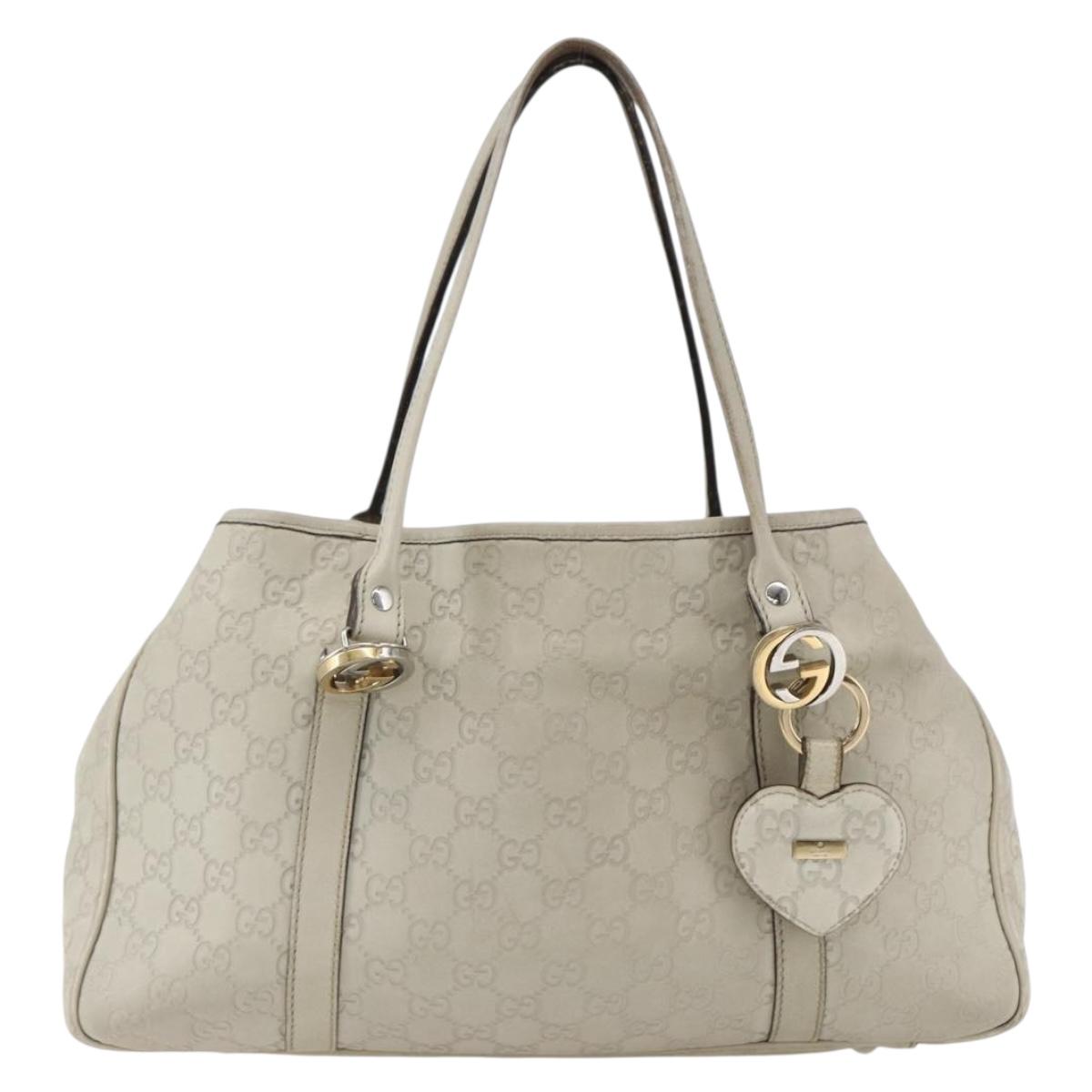 GUCCI GG Canvas Guccissima Tote Bag Leather Beige Gold 232957 Auth bs33021