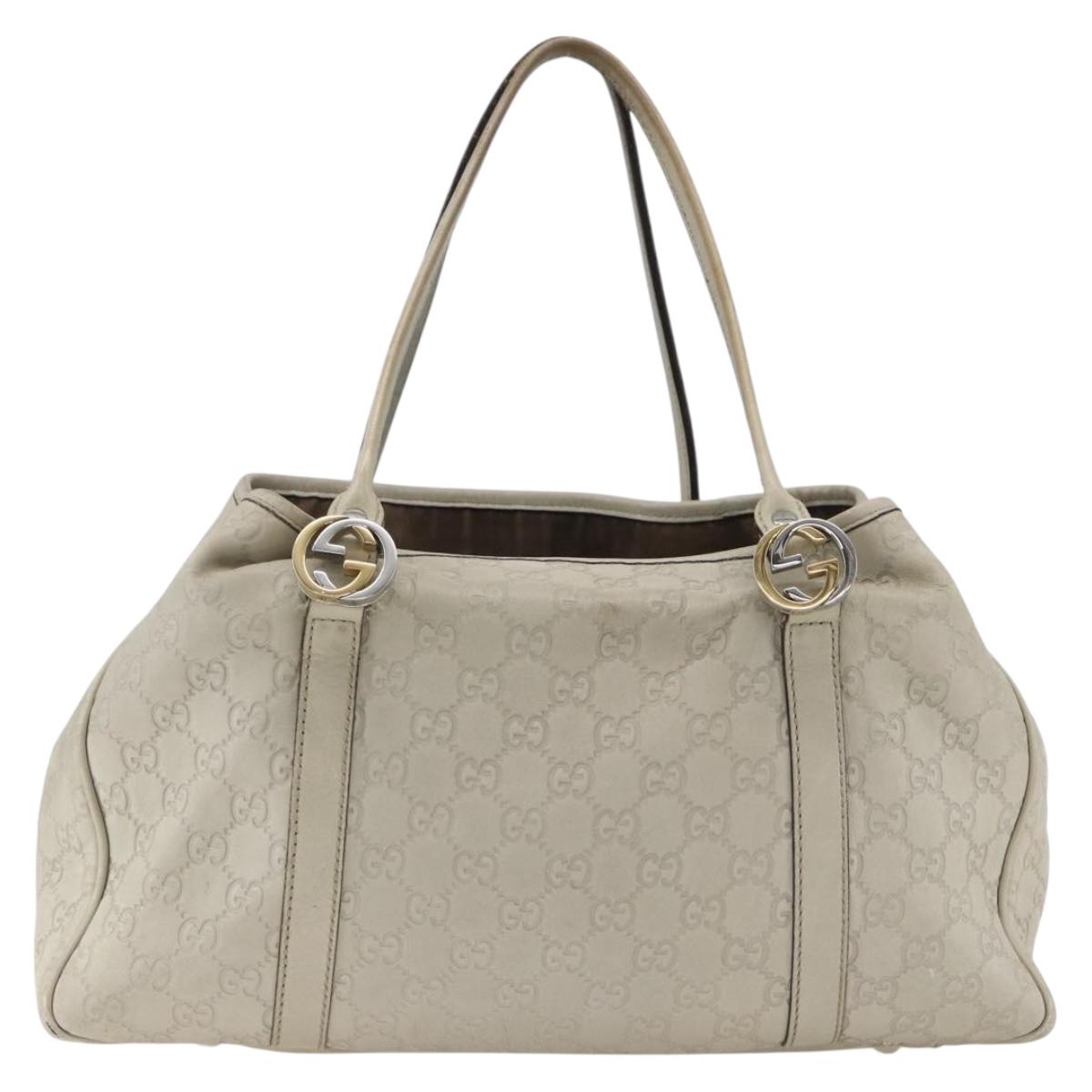 GUCCI GG Canvas Guccissima Tote Bag Leather Beige Gold 232957 Auth bs33021