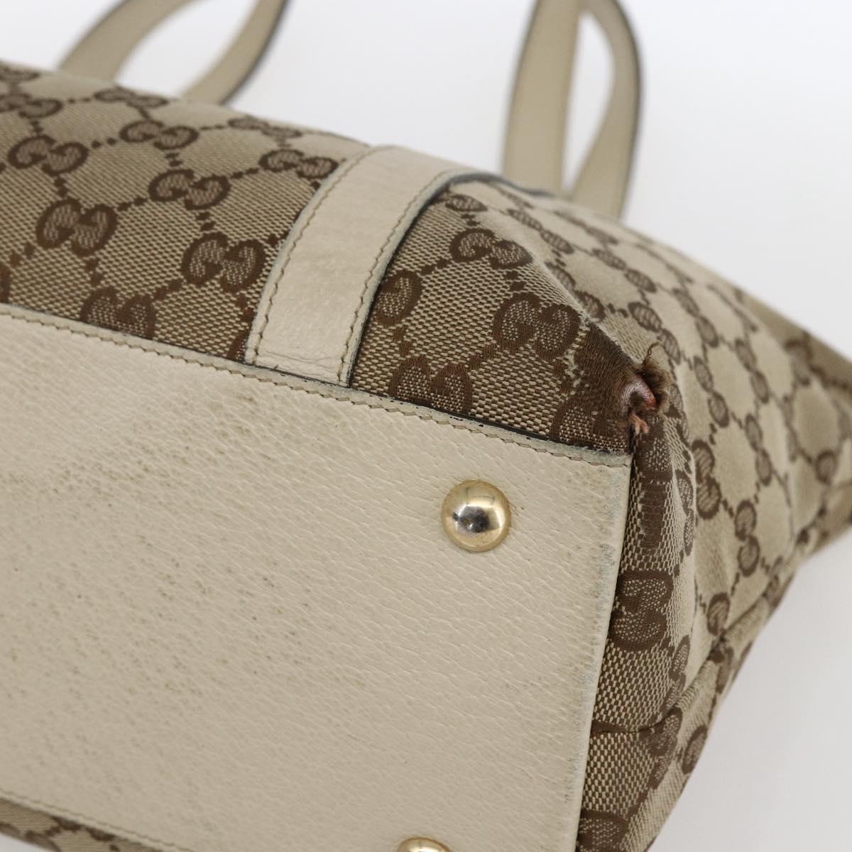 GUCCI GG Canvas Tote Bag Beige Gold 141470 Auth bs33022