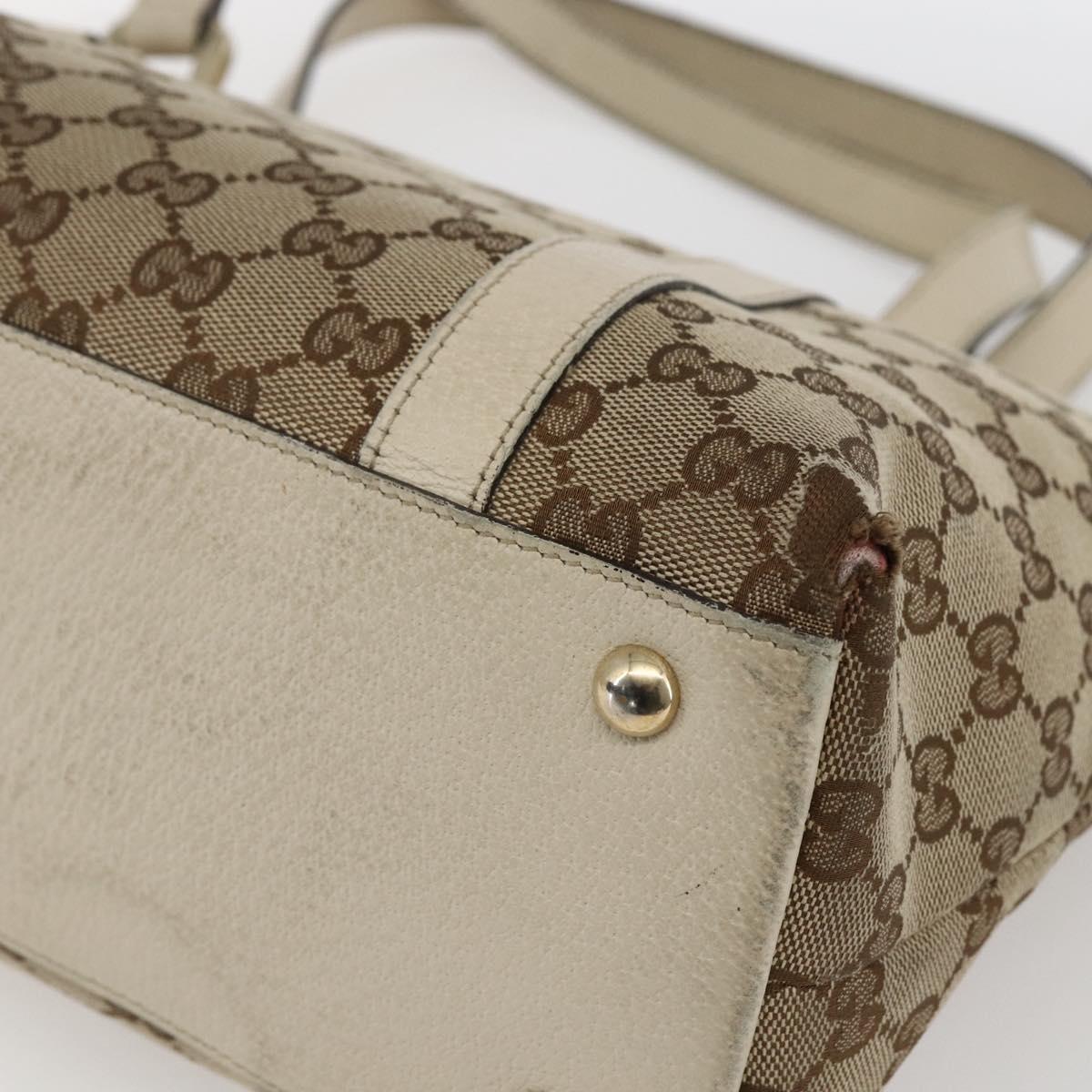 GUCCI GG Canvas Tote Bag Beige Gold 141470 Auth bs33022