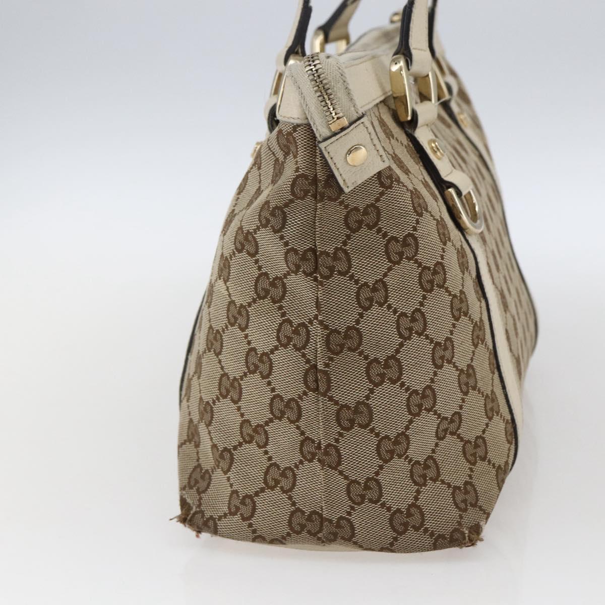 GUCCI GG Canvas Tote Bag Beige Gold 141470 Auth bs33022