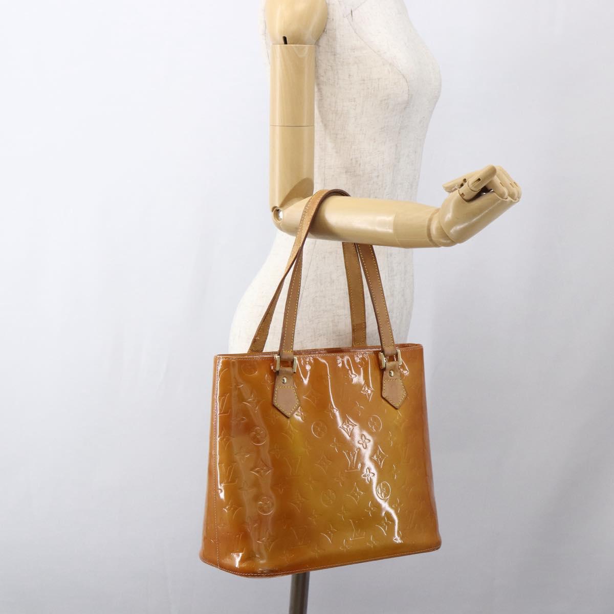 LOUIS VUITTON Monogram Vernis Houston Hand Bag Beige M91004 LV Auth bs33024