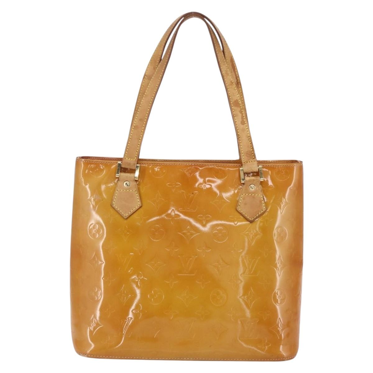 LOUIS VUITTON Monogram Vernis Houston Hand Bag Beige M91004 LV Auth bs33024