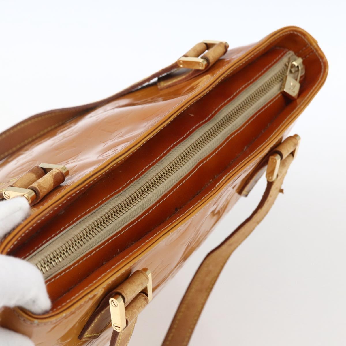 LOUIS VUITTON Monogram Vernis Houston Hand Bag Beige M91004 LV Auth bs33024